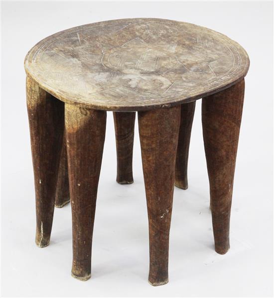 A Nupe stool, H.1ft 6.5in. Diam.1ft 7in.